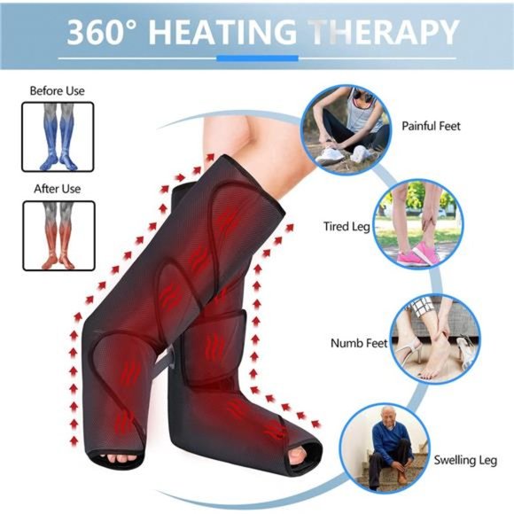 Heated Leg Massager for Circulation and Pain Relief - Air Compression Massage - Picture 4 of 7